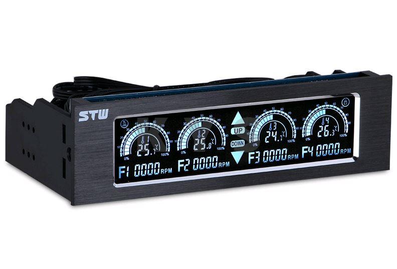 STW 5043 5.25 Driver Plaats Fan Speed Controller LCD 4 Kanaals Touchscreen