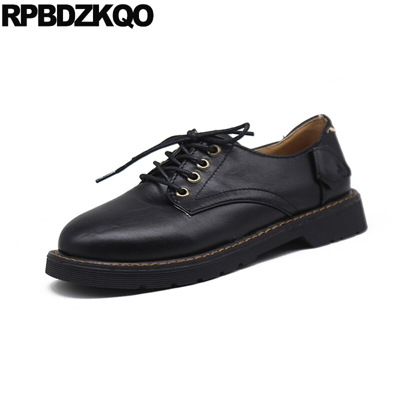 Brown Chinese Women Round Toe Fashion 2021 Black Casual Ladies Lace Up Oxfords ultime scarpe economiche China Designer appartamenti bassi