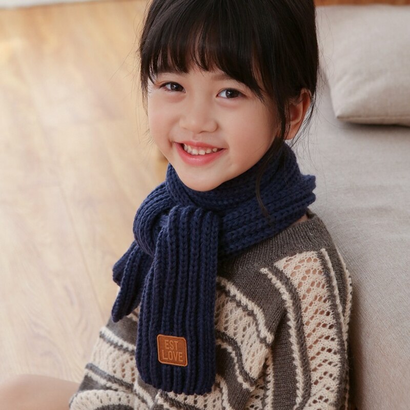 Écharpe en tricot unisexe pour bébé, fille et garçon, foulard doux, automne hiver, , solide, Parent-enfant