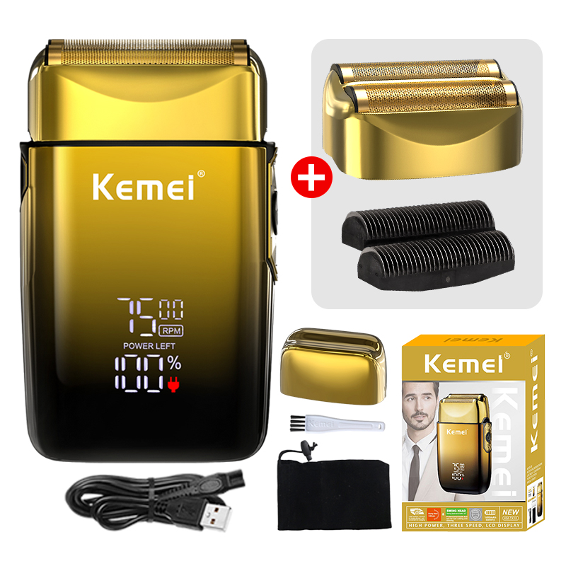 Kemei 7500 o/min elektrisk barbermaskin, hår, skjegg, barberhøvel, oppladbar skjeggtrimmer, barbering, klippemaskin til menn, km -tx10: Oransje