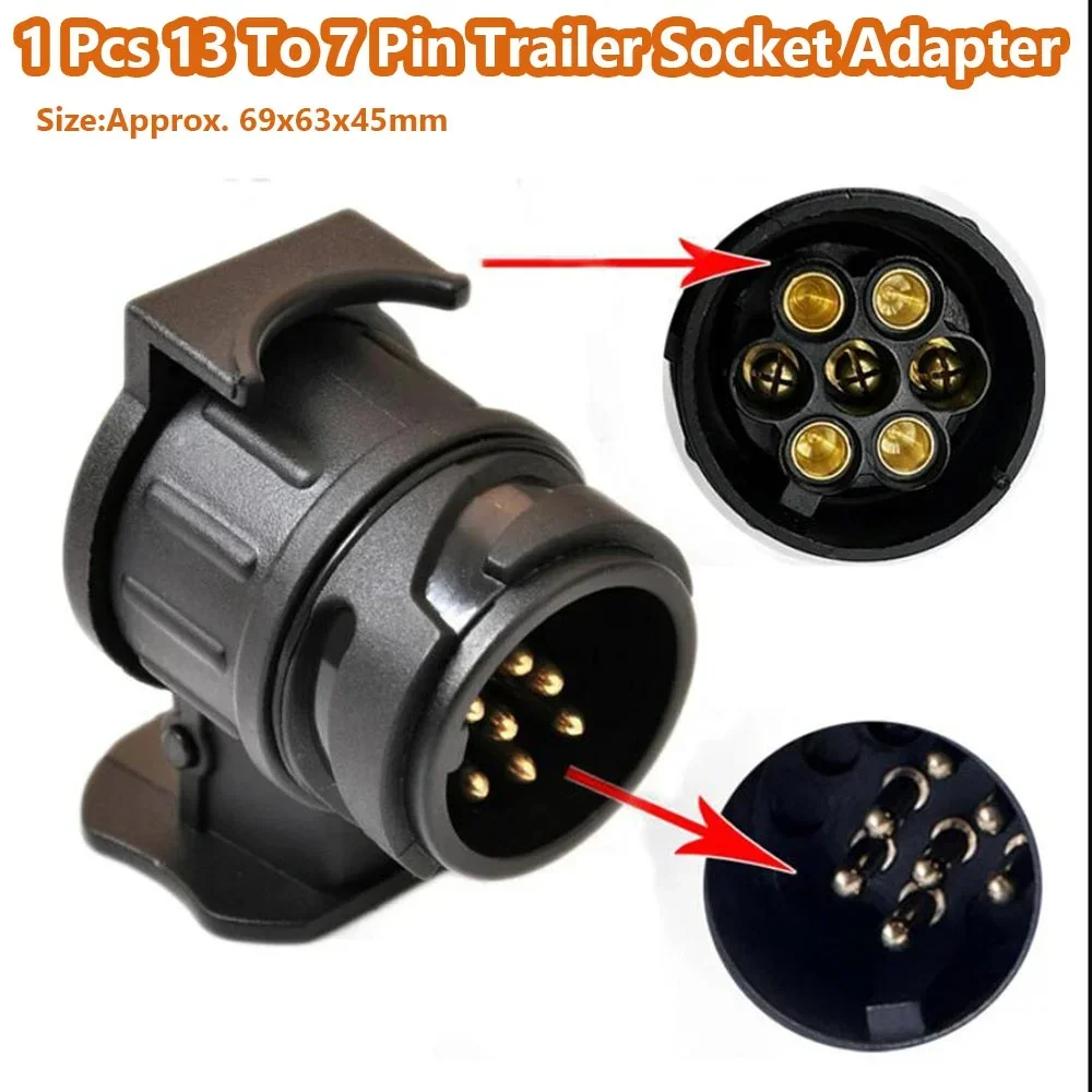 Duurzame 13 tot 7-pins stekkeradapter Trailerconnector 12V trekhaak trekhaak waterdichte stopcontactadapter