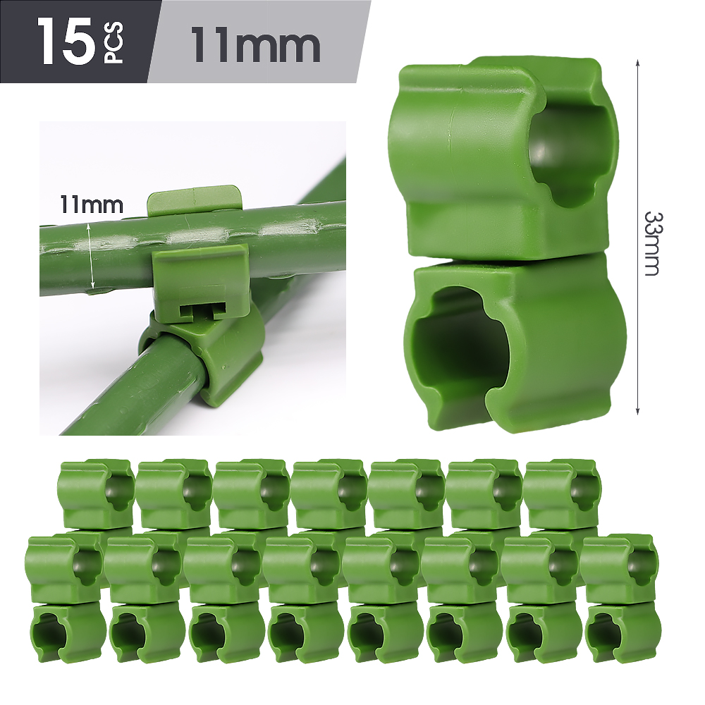 Attache en plastique 8-20mm, 15 pièces, Clip croisé de jardin pour tige de Support de plante, boucle réglable ou fixe, pince de connecteur de piquet de treillis: Marron