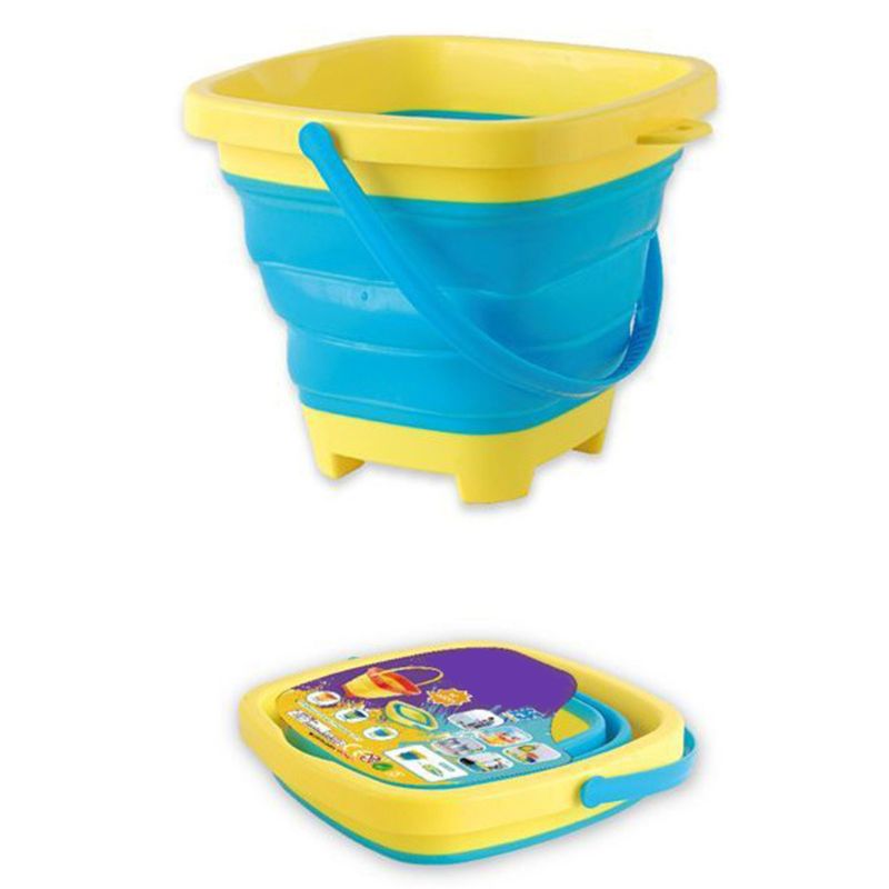 Portable Beach Bucket Sand Toy Foldable Collapsible Multi Purpose Plastic Pail