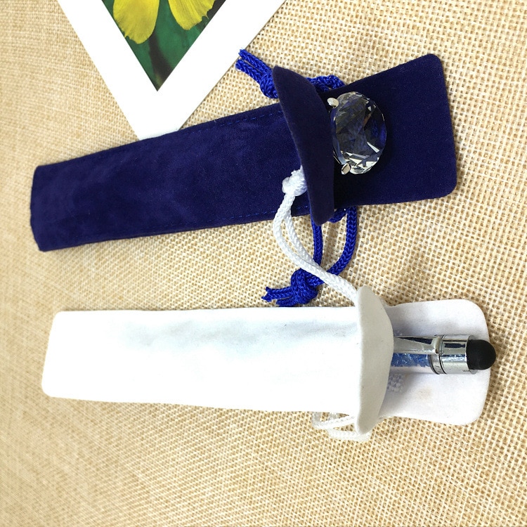 Kristal Pen Etui Eenvoudige Effen Kleur Pluche doek Potloden Zak Balpen Doos Kantoorbenodigdheden Potloden Case