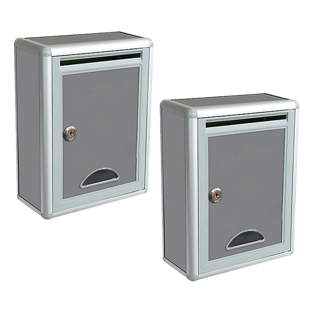2pcs Aluminium Alloy Wall Mounted Mailbox Lockable Letterbox Post Box Vertical Locking Mail Box for Home Garden Wall Decor
