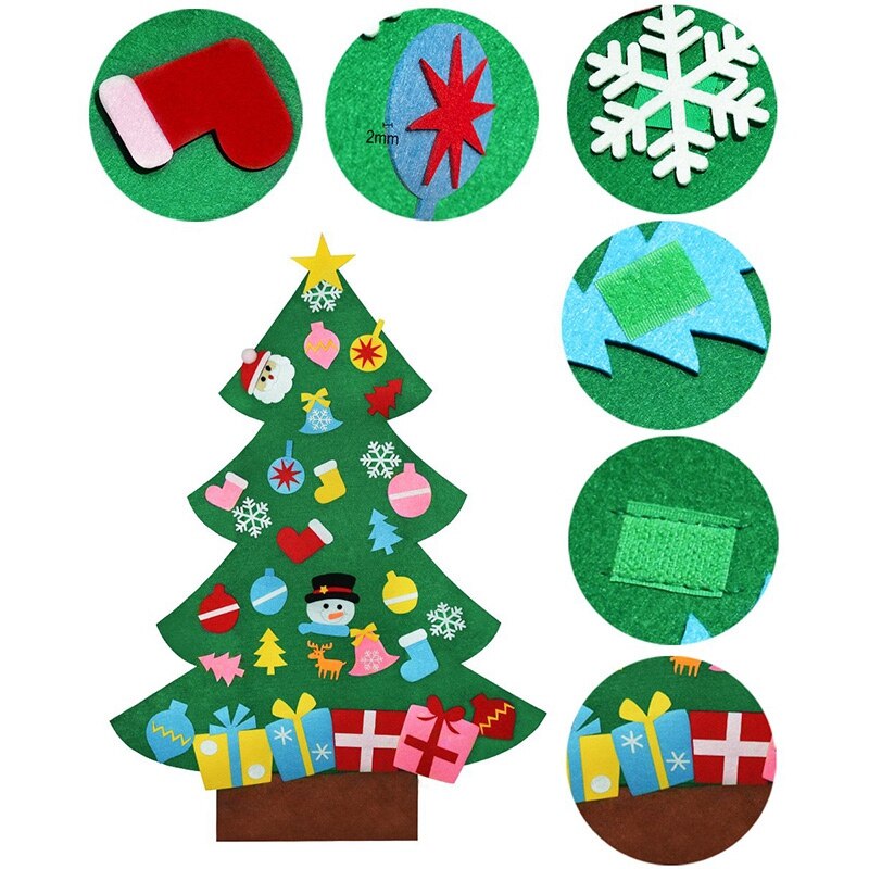 3D DIY Felt Christmas Tree with 31 Christmas Decorations for Home Christmas Tree Decoration Xmas Year