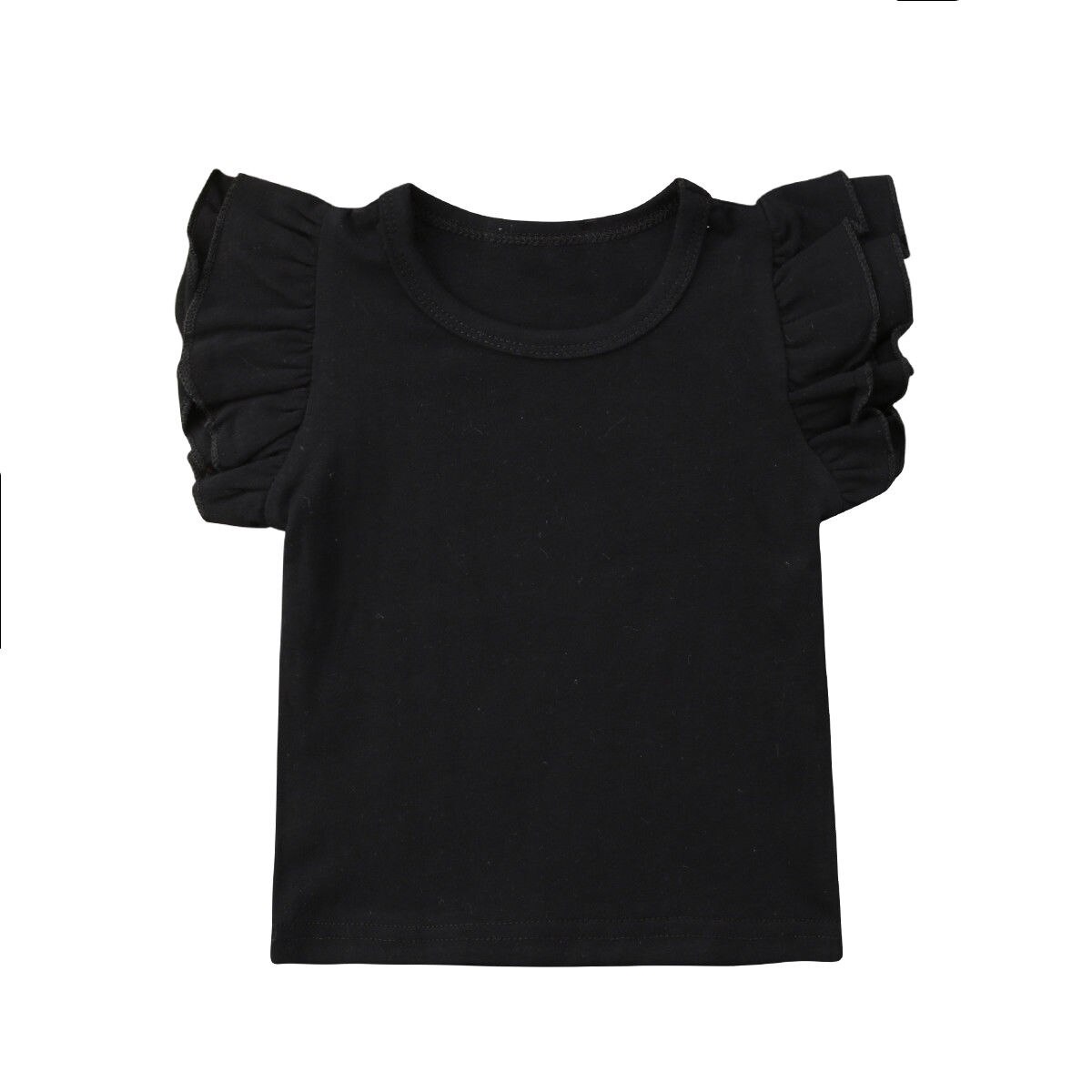 Zomer Kinderen T-shirt Casual Eenvoudige Baby Meisjes Zachte Katoenen Tops Kid Peuter Korte Mouwen T-shirts Kids Kleding 0 -4 T: Black / 6m