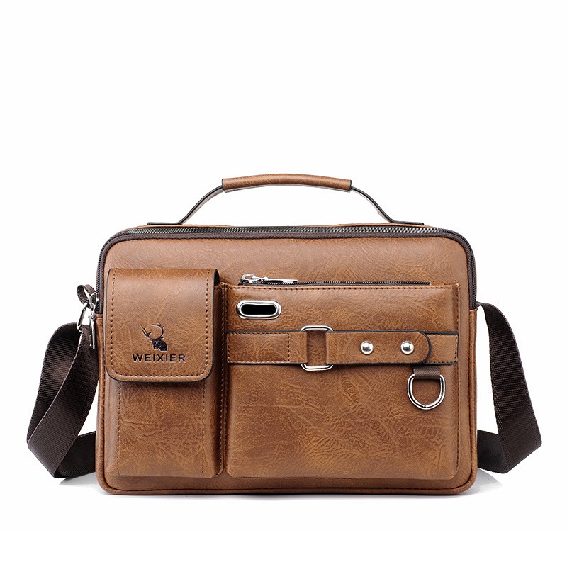 Herre enkelt skulder crossbody taske til forretningspendling, herre enkelt skuldertaske med eksklusiv følelse, herre skuldertaske: Khaki