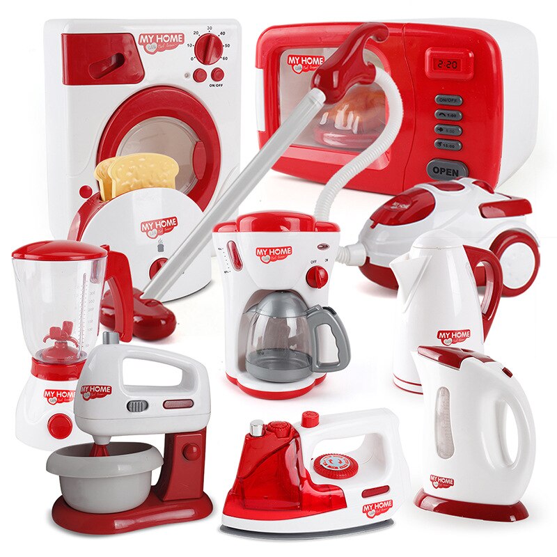 QWZ Famiglia Rosa Giochi Di Imitazione Da Cucina Per Bambini Giocattoli Aspirapolvere Mixer Fornello di Riso Elettrodomestici Educativi Per La Ragazza Regalo Del Giocattolo