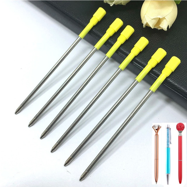 20 pcs/lot 8.2cm Metal Ballpoint Pen Refills for Diamond Crystal Pen Black Blue Ink 0.7mm Office School Supplies
