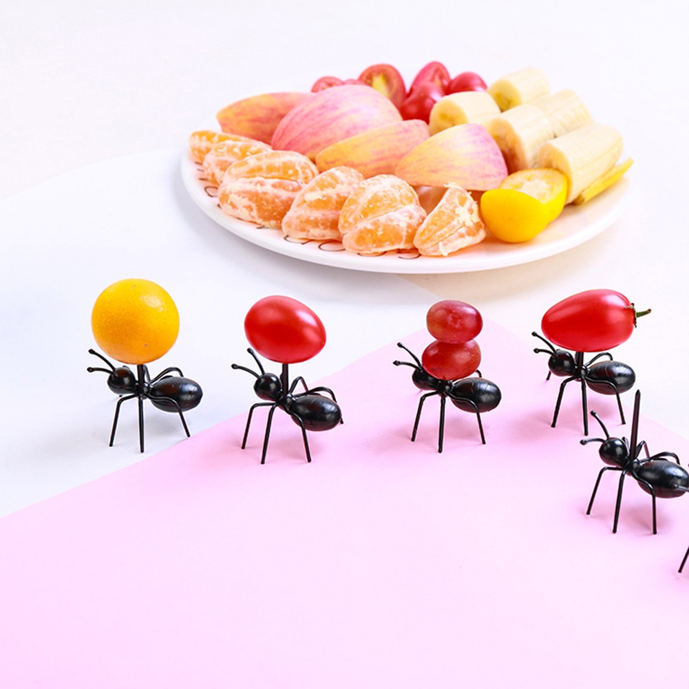 Mini Tenedor de plástico para frutas, decoración de Cocina, Bar, postre para niños, artículo de mesa para tenedores, comida de animales, palillo de dientes, 12 Uds.