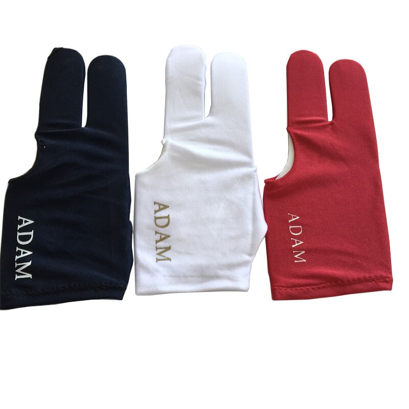 6 uds. Guantes de billar Adam blanco negro rojo piscina tres dedos guantes accesorios de billar de