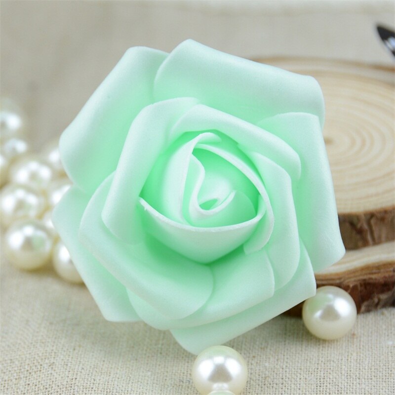 50Stck 6cm Künstliche PE Schaum Rose Blumen Köpfe Für Hochzeit Heimat Dekorationen DIY Scrapbooking Kranz Girlande Günstige Blume: hell Grün