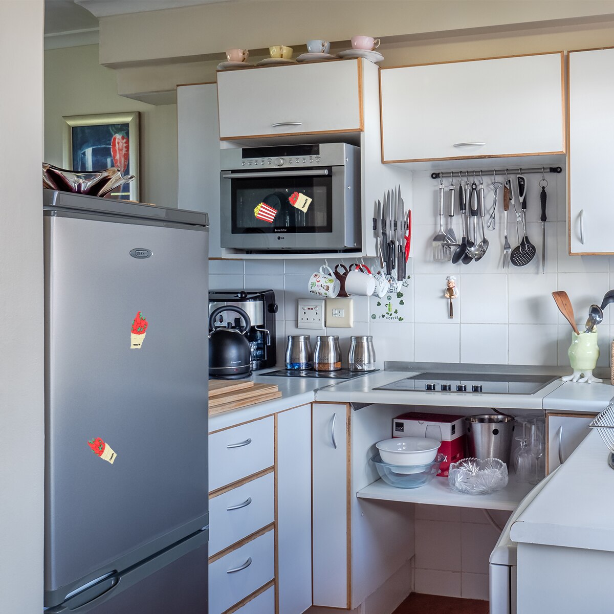 5pcs Cartoon Dessert Refrigerator Magnetic Stickers Tomatoes Bag Lollipop Fridge Stickers Posting Memo Magnets Sticker