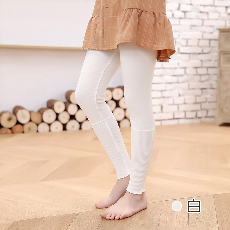 Children's Printed Embroidered Cropped Pants Spring/Summer Cotton Leggings High Stretch Fabric Girls Long Pants: white / 100