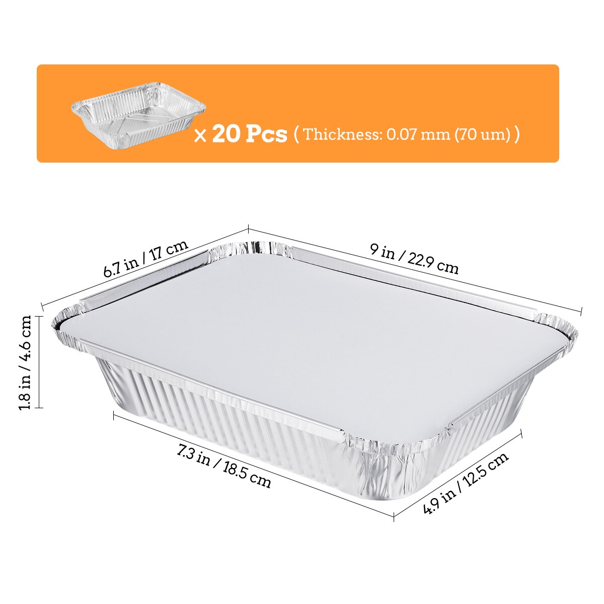 BESTONZON 20pcs Disposable BBQ Drip Pan Tray with Lid Aluminum Foil Tin Liners for Grease Catch Pans Replacement Liner Trays: 229x170x46mm