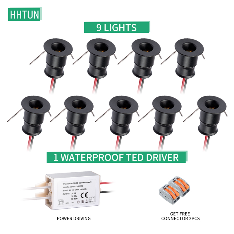 DC12V, 1W, black, mini spotlight, mini star light, mini downlight, 9 lights plus drive,30 angle