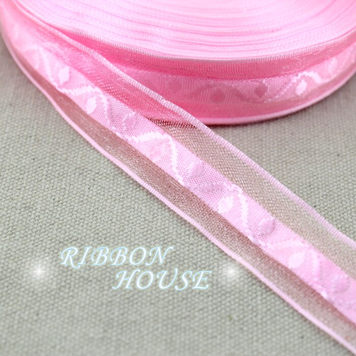 3/4 ''(20Mm) Roze Organza Lint Gekleurde Mooie Jacquard Serie Wrap Linten