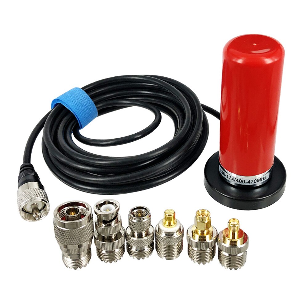 Base de montage magnétique et connecteur BNC pour talkie-walkie, Radio de voiture, antenne double bande VHF UHF PL259, câble Coaxial de 5M: Rouge