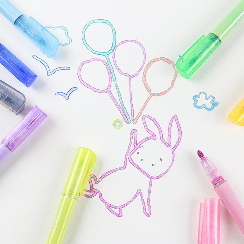 8pc podwójny rysunek kreskowy wyróżnienia kolor magiczny zarys znacznik rysunek znacznik Sztuka Szkoła malarstwo nauka kreatywnych dostaw