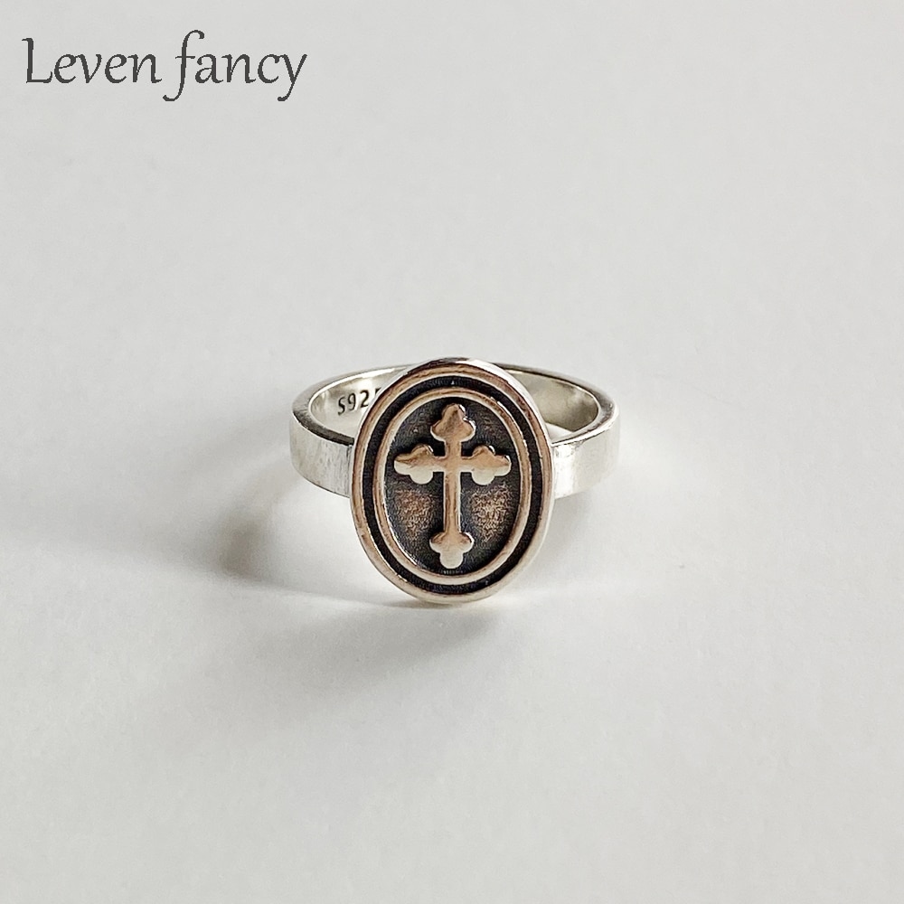 Bague homme Saint Benoît Exorcisme 925 Croix en Argent Sterling Démon Protection Vintage Crucifix Croix Anneaux Bijoux Religieux