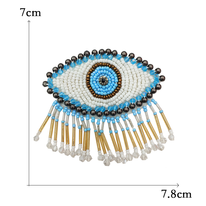 Steentjes Kraal Oog Rode Harten Patches Voor Kleding Geborduurde Applicaties Naai Menselijke Organen Bloem Diamant Badges Stickers: Sky Blue