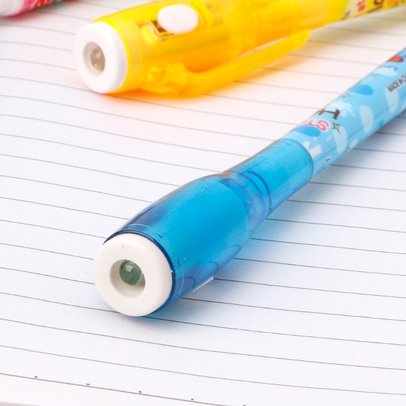 4pc/ poser usynlig blæk pen spion pen med lys magisk markør børnepen til hemmelig besked