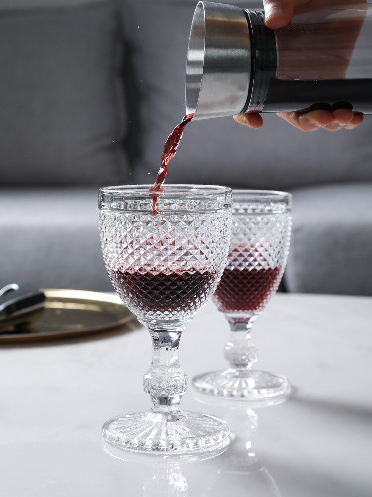 Copa de vino tinto en relieve de estilo europeo, copa de Color, decoración de boda, copa de vino, vaso de agua para el hogar