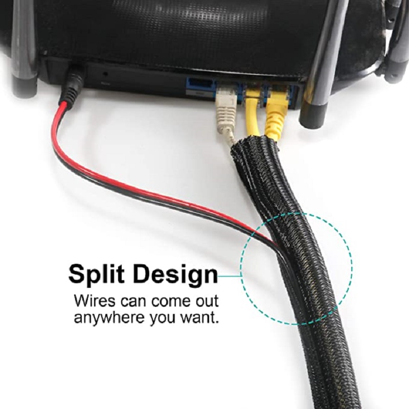 1M 3M 5M Braided Cable Sleeve PET Nylon Wrapping Cable Casing Cable Sleeves Wire for Desk PC TV Wire Protector Cable Wrap Cover