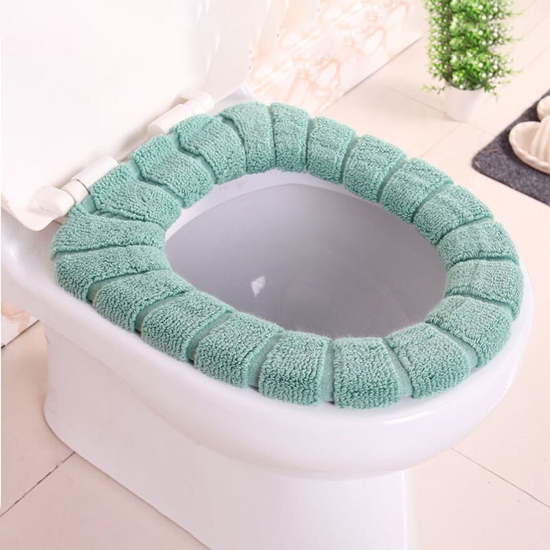 4 farve badeværelse toilet sædeovertræk vinter softwarm toilet låg betræk tilbehør hjemmebrug toiletmåtte sæde: Grøn