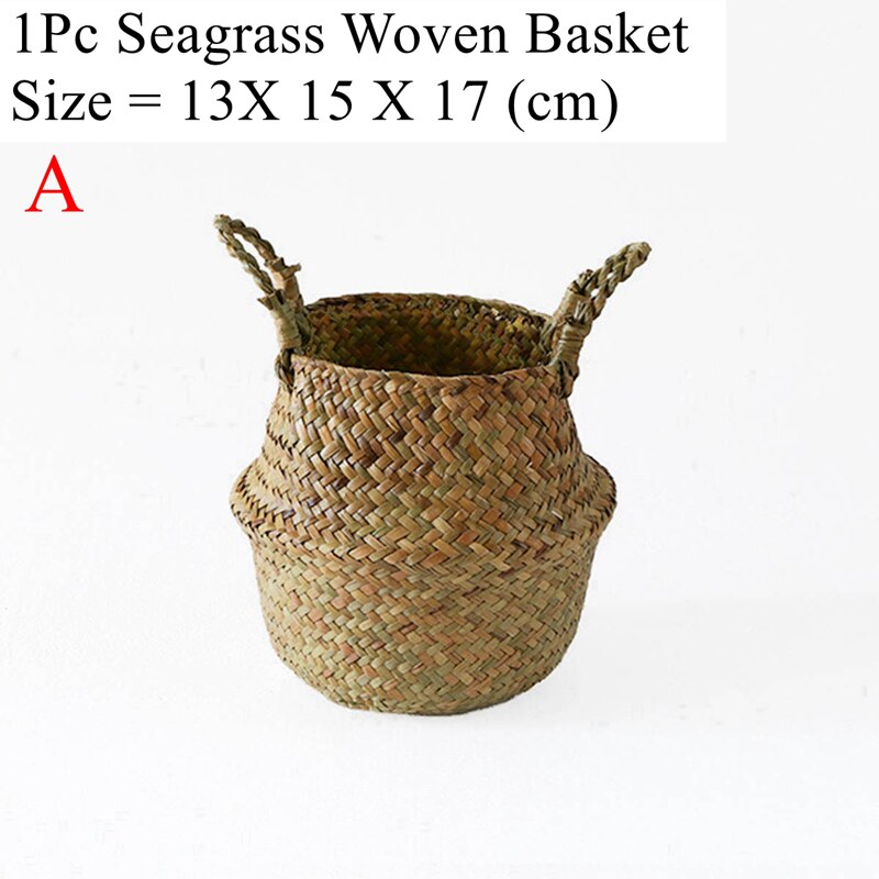Luanqi søgræs opbevaringskurv fletkurv arbejde rattan hængende plantning urtepotte vasketøj cesta mimbre kurv picnickurv: 19701a