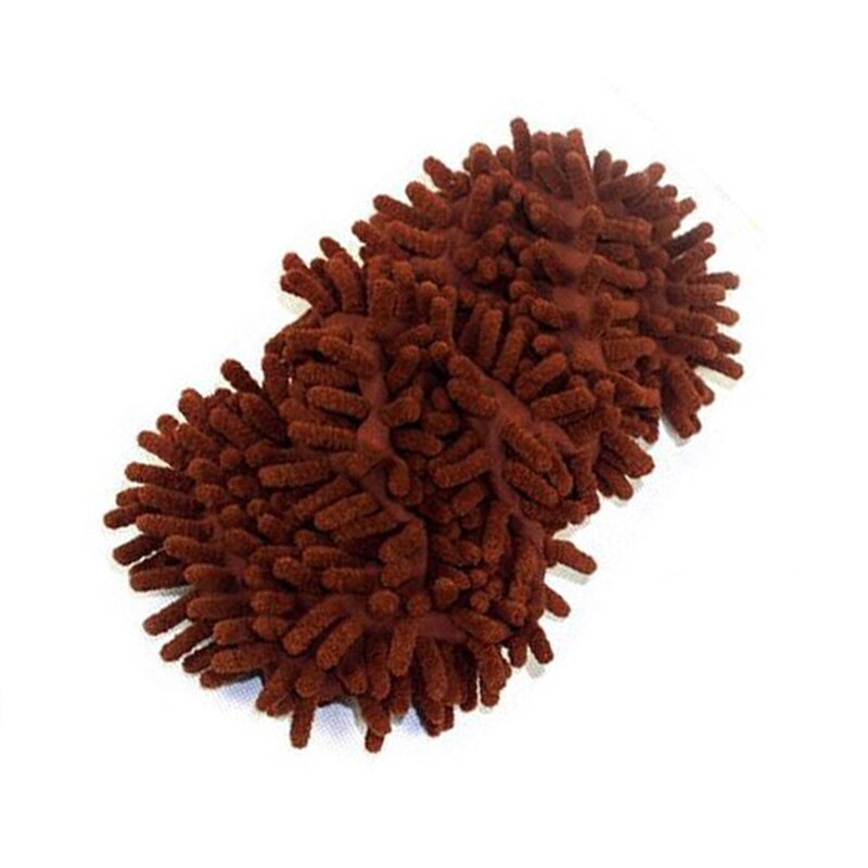 Chenille Dust Mop Slippers Foot Socks Caps Floor Cleaning Lazy Shoe Dust Hair Cleaner For Utensils Accessories Towel Microfiber: Brown / 6 piece