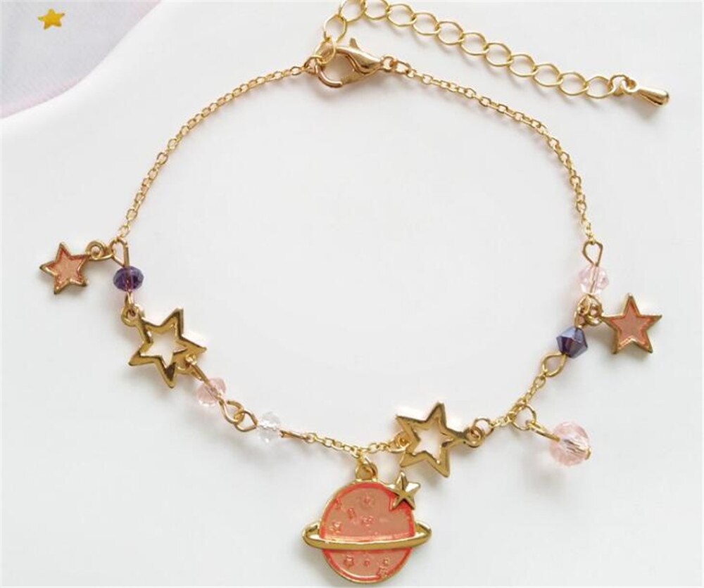 Lolita douce fille bijoux accessoires planète pendentif chaîne Bracelet D155