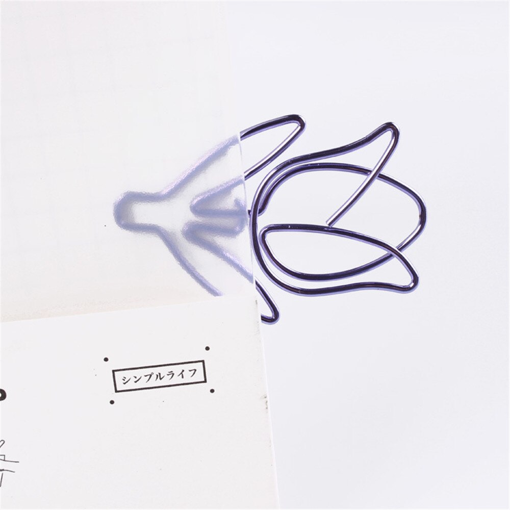 Tulip Shaped 12pcs Paper Clips Bookmark Clips, Purple Tulipa Paperclips Planner Clips for Office School Supplies Decoration