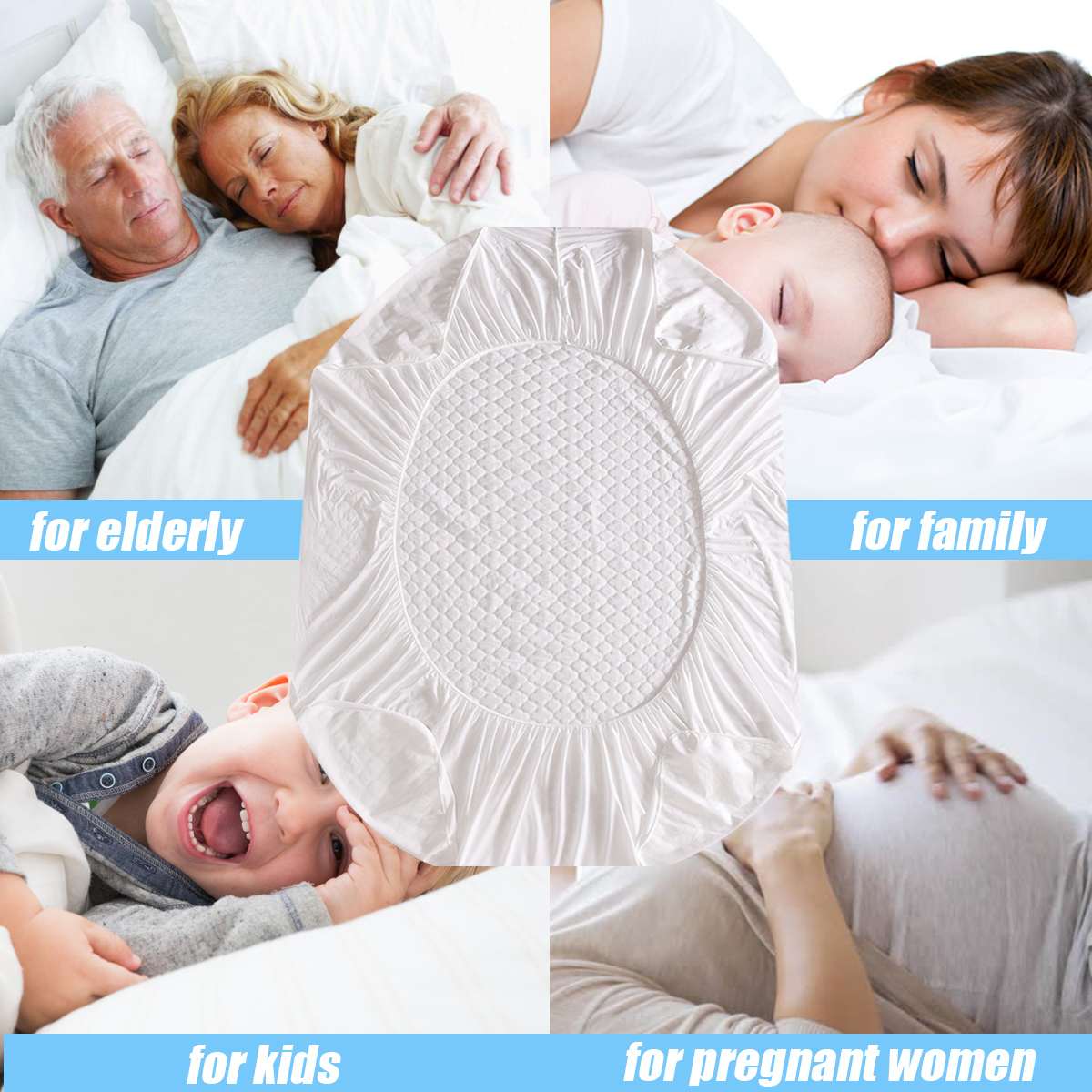 Jacquard Gewatteerde Waterdichte Matrasbeschermer Effen Kleur Reliëf Topper Pad Zachte Hoeslaken Cover Met Elastische Band