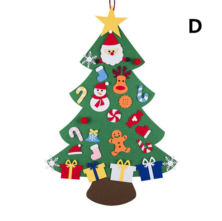 Bricolage feutre arbre de noël nouvel an enfants jouets arbre artificiel tenture murale ornements décoration de noël pour la maison: D