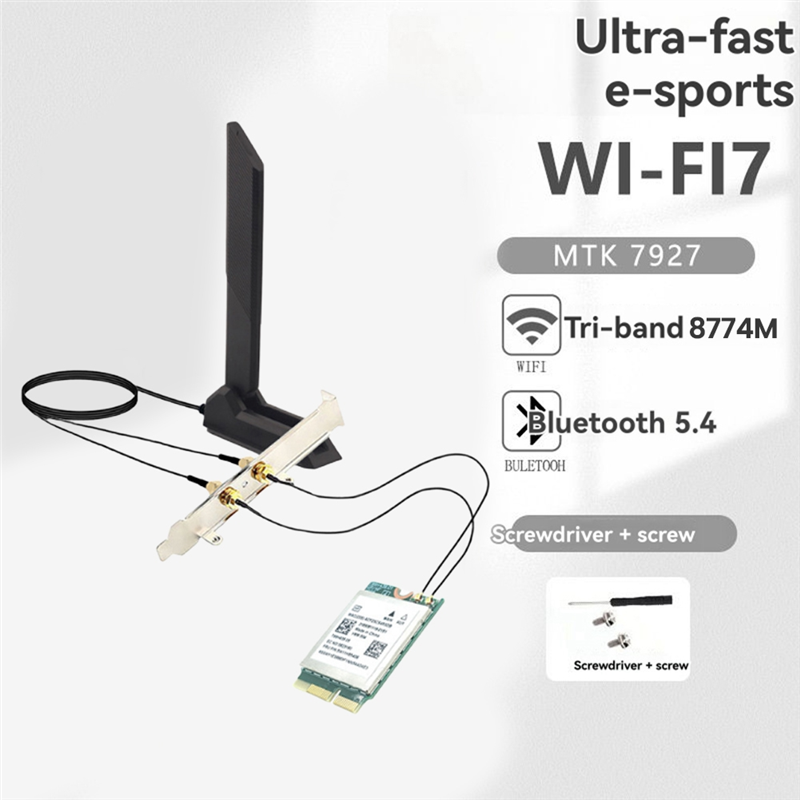 Karta Wifi7 ABUO-MT7927 8774M Bezprzewodowa Karta Wifi BT5.4 2.4G/5G/6G Tri-Band Gigabit Wifi 7 M. 2 Karta Bezprzewodowa z Anteną