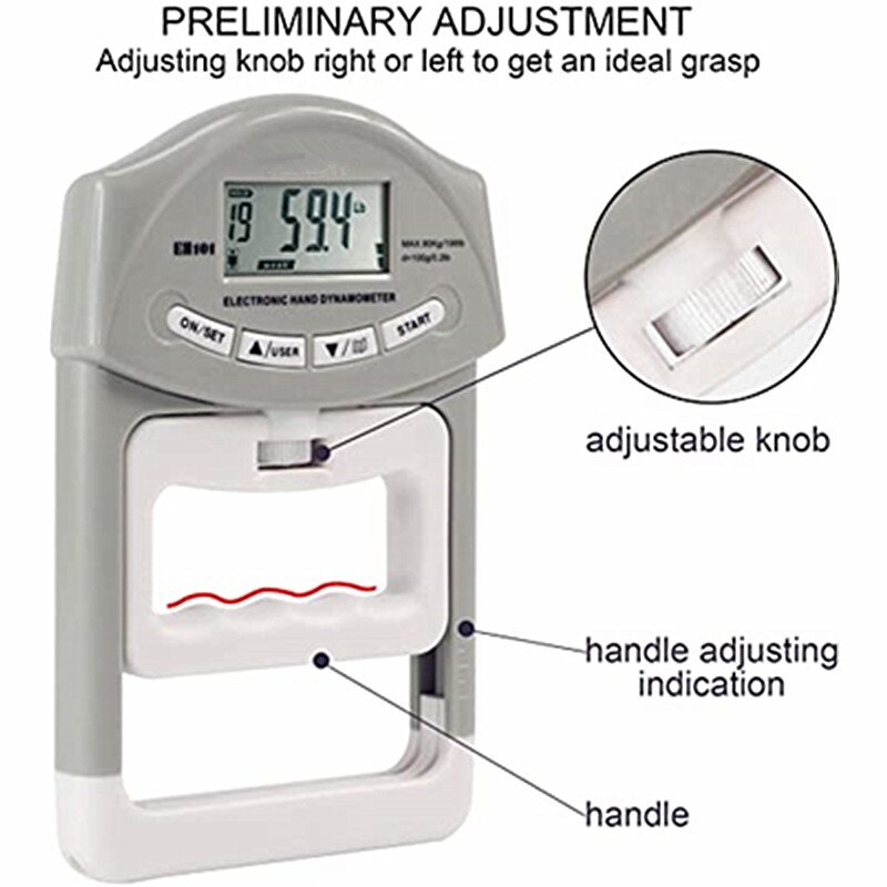 Digital Electronic Hand Dynamometer Grip Strength Measurement Meter Auto Capturing Hand Grip Power 200 Lbs / 90 Kgs