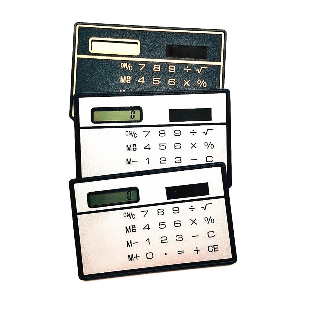 1 pces mini calculadora ultra fino cartão de crédito tamanho de 8 dígitos portátil solar powered bolso calculadoras material escolar escritório