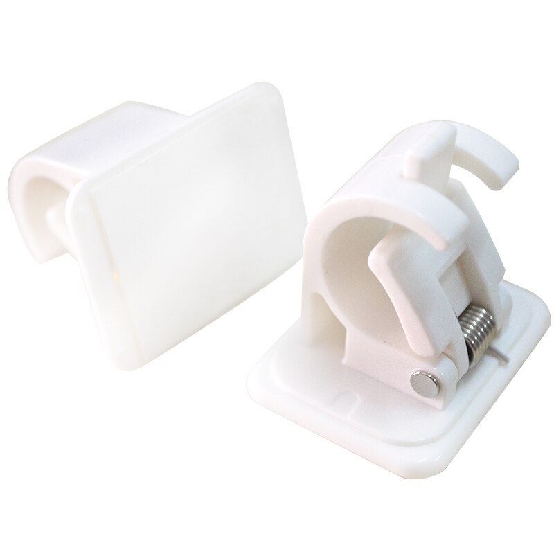 2 unids/set de ganchos de barra colgante para cortina, ganchos adhesivos para Cortina de ducha, barra colgante de pared blanca, estante de Clip fijo