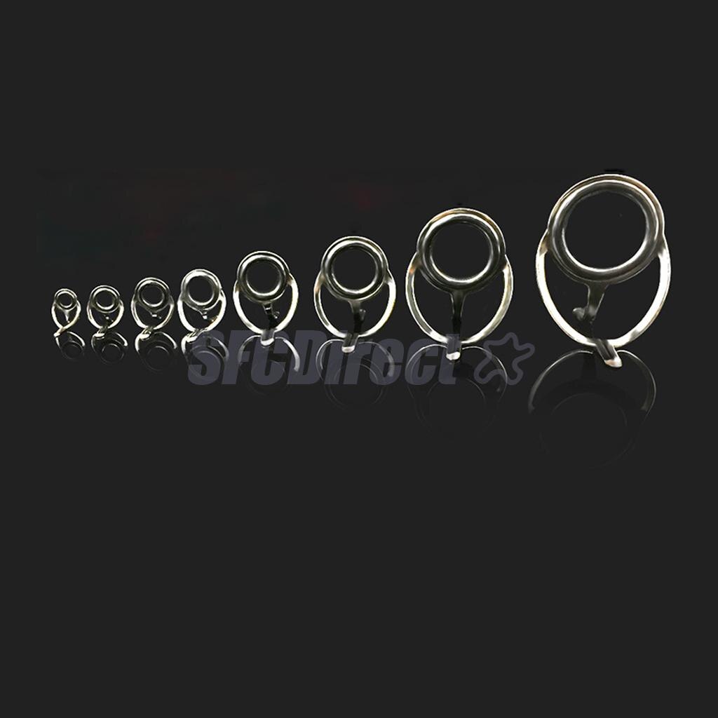 10Pcs Ceramic Rod Eye Rings Fishing Rod Guides Tip Stainless Steel Frame Rod Tips Building Component