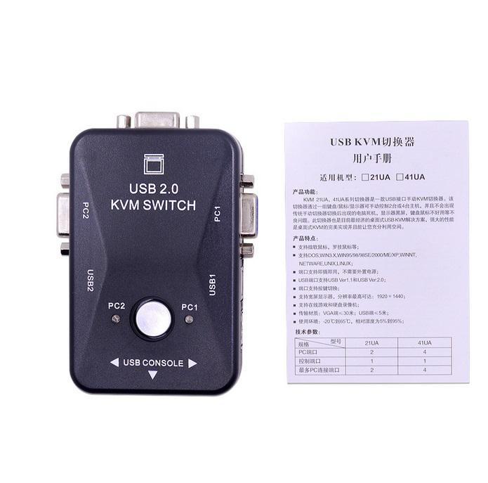 Usb 2,0 Adapter Kvm Schalter 1920*1440 Vga Svga Schalter Splitter Box für Tastatur Maus Monitor Adapter