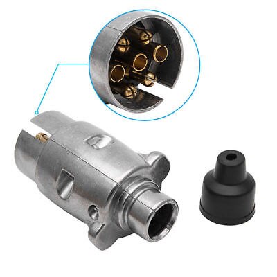 12V 7Pin Trailer Plug Round Wiring Light Towing Metal Caravan Truck Boat Socket Silver