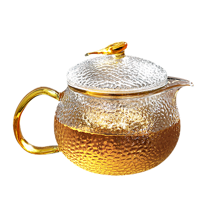 Taza de té de vidrio con tapa con mango infusor, tetera con filtro de botella de té, escamas de pescado innovador de borosilicato resistente al calor, 300ML, 500ML