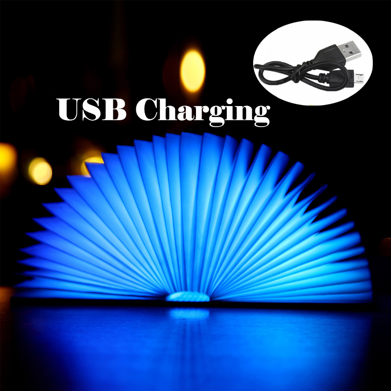 Houten Boek Lamp Draagbare Luminaria Usb Oplaadbare Led Magnetische 5 Kleuren Dimbare Opvouwbare Nachtlampje Bureaulamp Home Decor