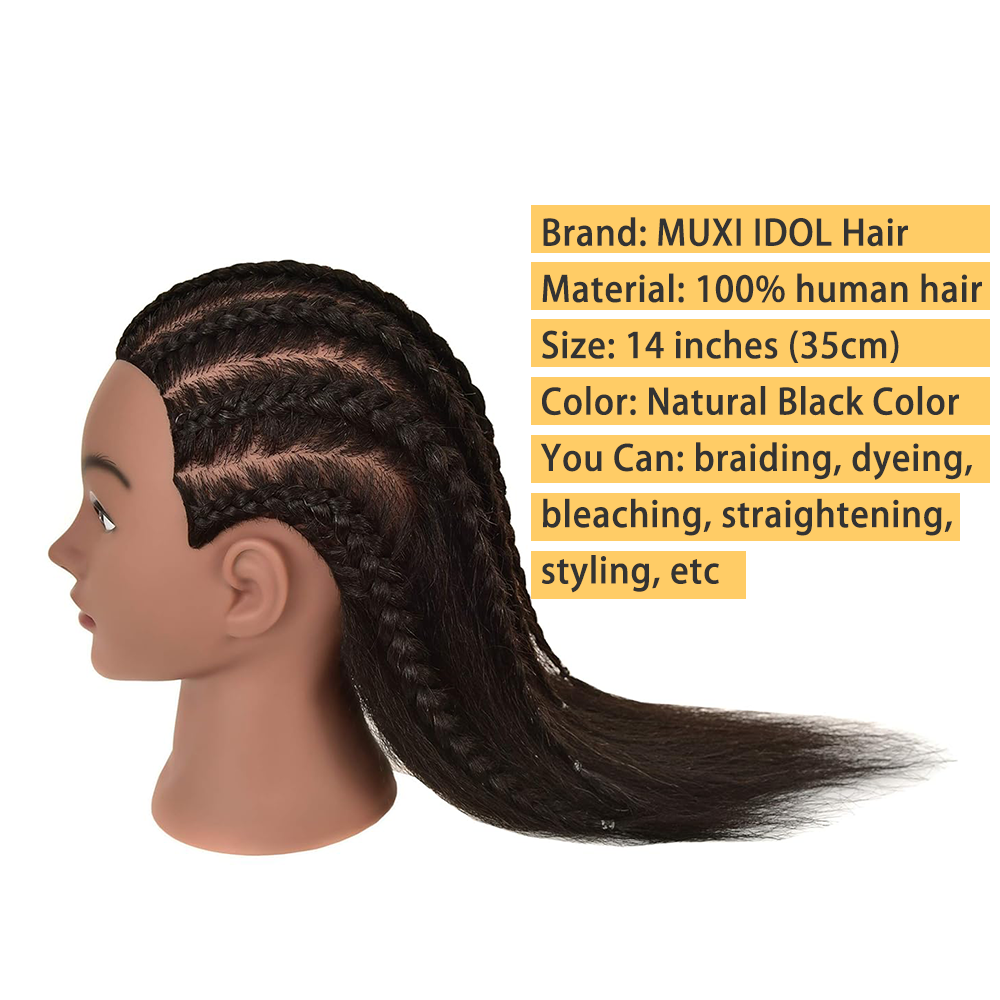 14 cali afrykańska głowa manekina z prawdziwymi włosami głowy Afro profesjonalna stylizacja plecionka trening Hairart fryzjer fryzjerstwo