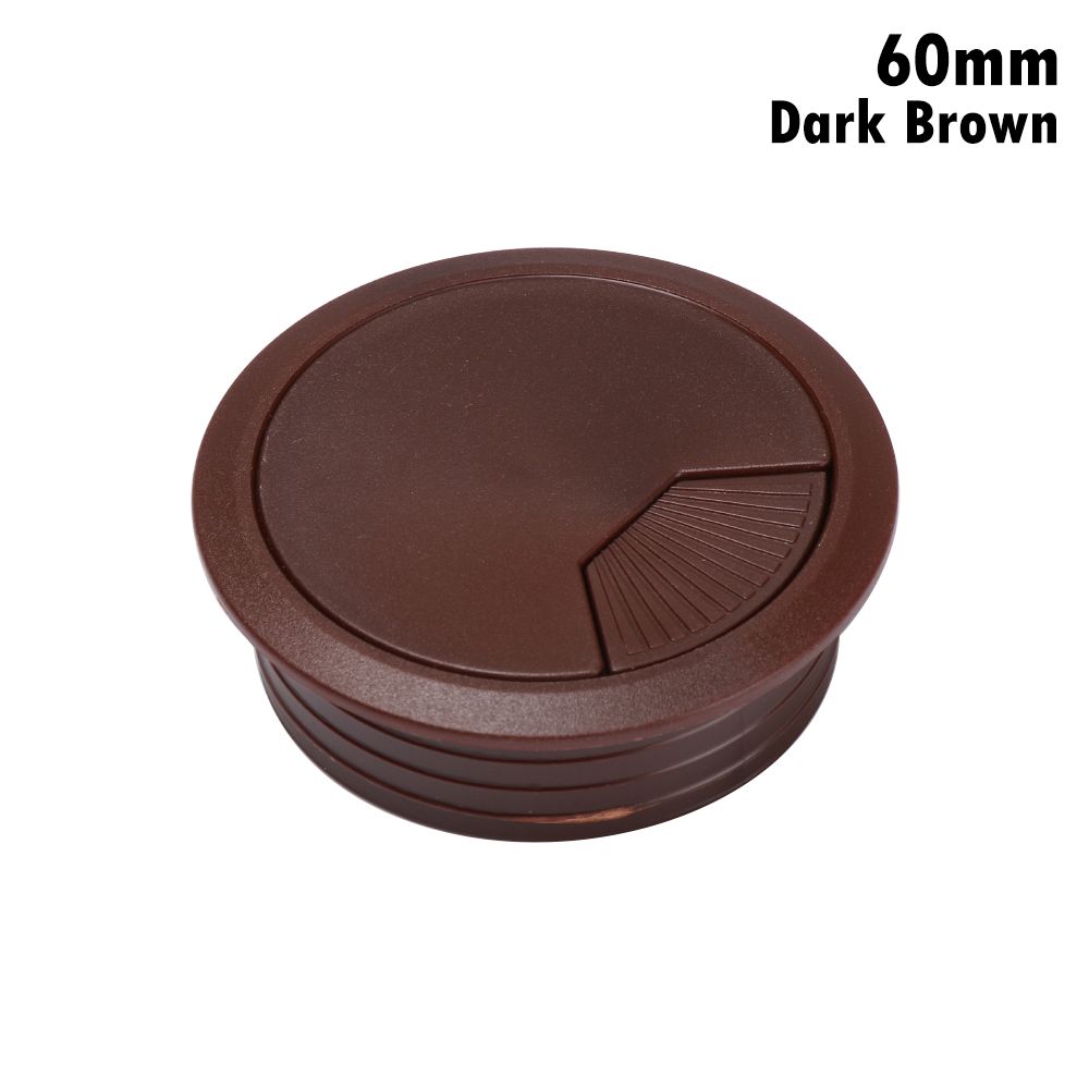 1Pc 60/80mm Table Cable Hole Cover PC Computer Desk Round Grommet Tidy Cable Fastener Wire Organizer Home Office Supplies: dark brown-60mm