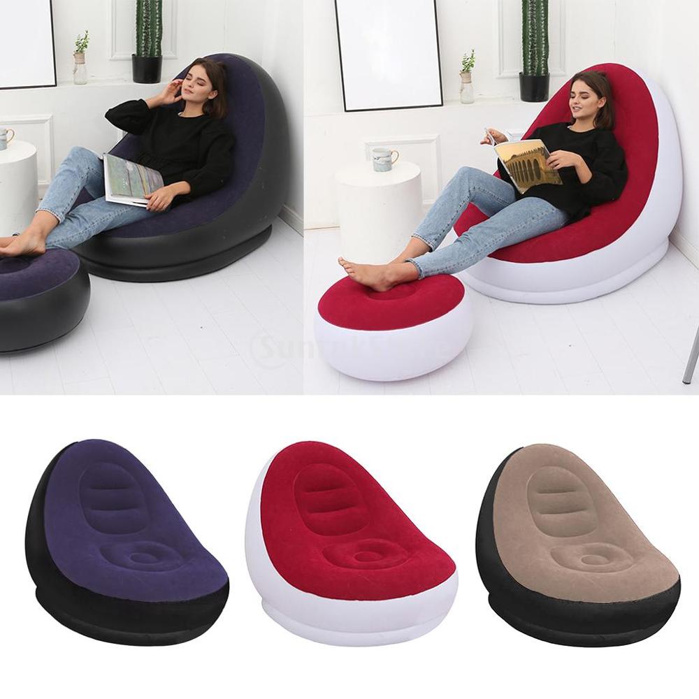 Luft oppustelig loungestol gulvklappelig gaming sofa stol lounger folde justerbar sovesofa sofa hvilestol