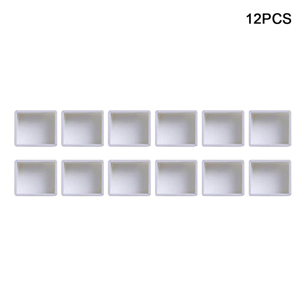 Beginner Student Durable Empty Half Case Drawing Accessories Art Supplies White Grid Palette Watercolor Paint Pan Mini Artists: 12pcs