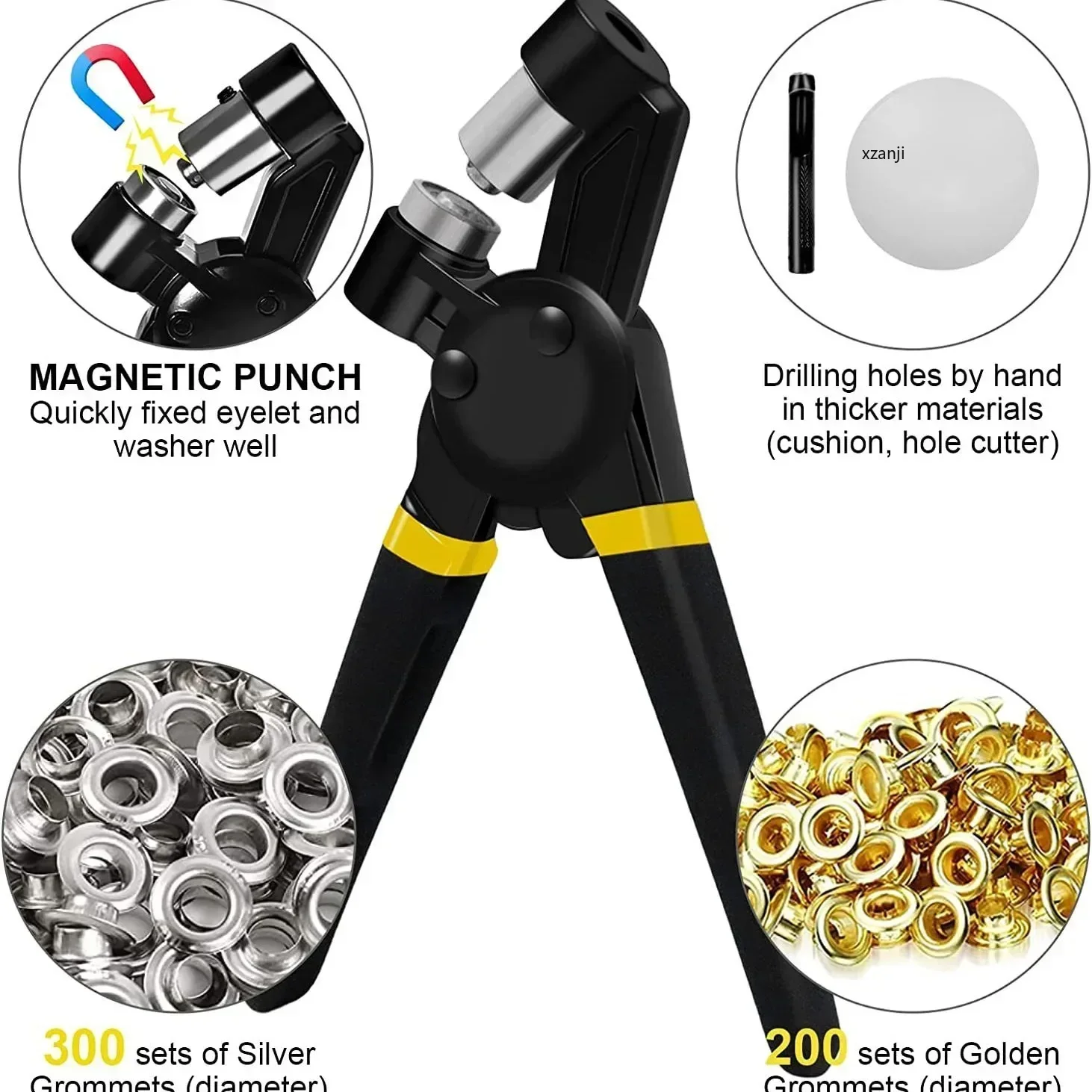 10mm Handheld Eyelet Grommet Tool Kit Manual Hole Punch Grommet Press Machine